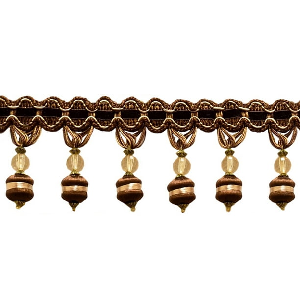 3 Dark brown Espresso Latte D2A2 Sold by The Yard Sand Victorian Style Tassel Fringe